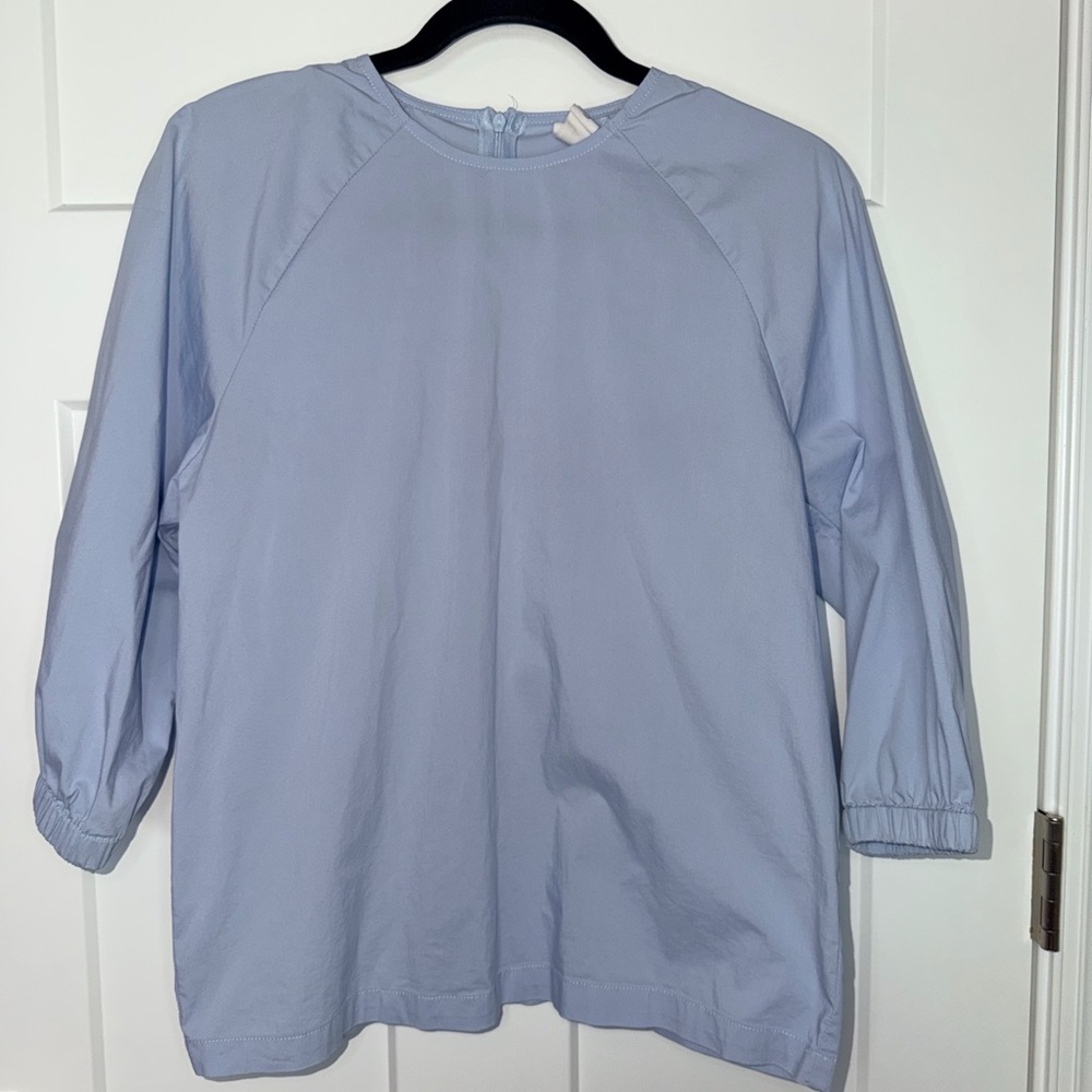 Unaya Light Blue Zipper Back 3/4 Sleeve Blouse